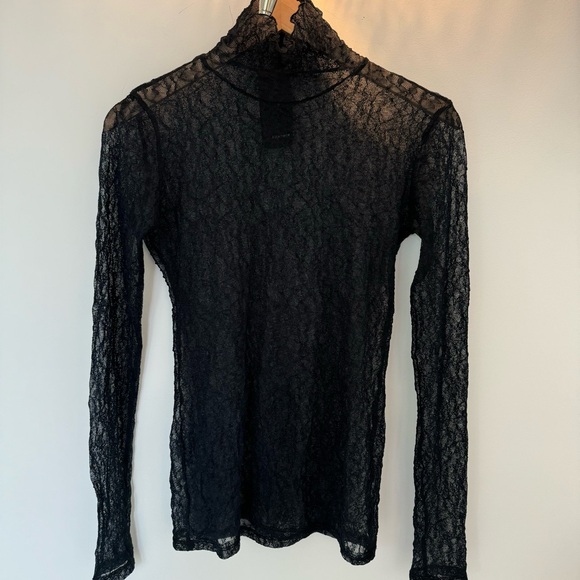 SOLD All Over Lace stretch Turtleneck Top in Black - Picture 4 of 17